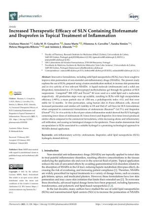 Increased Therapeutic Efficacy of SLN Containing Etofenamate and Ibuprofen in Topical Treatment of Inflammation