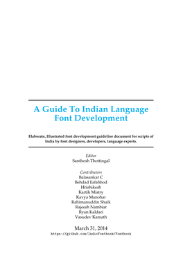 A Guide to Developing Fonts for Indian Languages
