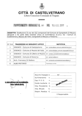 DI CASTELVETRANO Libero Consorzio Comunale Di Trapani •••••