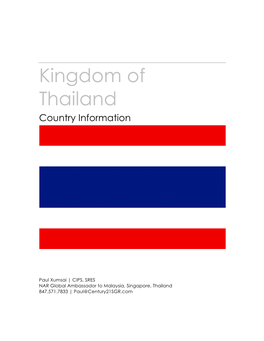 Kingdom of Thailand Country Information