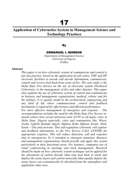 Application of Cybernetics System in Management Science and Technology Practices
