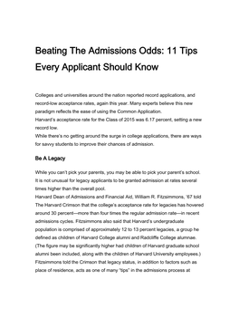 Beating the Admissions Odds: 11 Tips Every Applicant Should Know