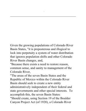 Given the Growing Populations of Colorado River Basin States