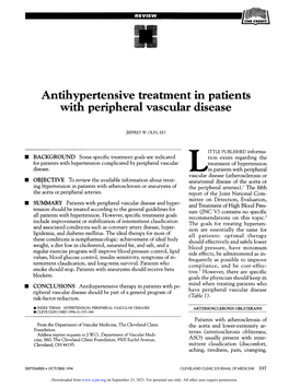 Antihypertensive Treatment in Patients with Peripheral Vascular Disease
