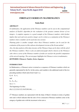 Fibonacci Series in Mathematics