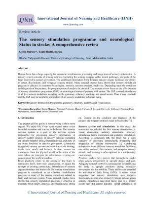 The Sensory Stimulation Programme and Neurological