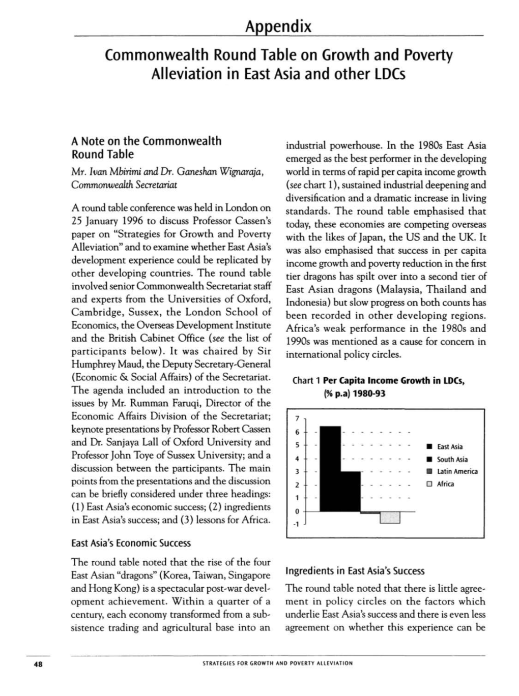 Appendix Commonwealth Round Table on Growth and Poverty Alleviation in East Asia and Other Ldcs