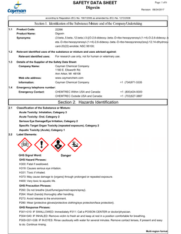 Digoxin SAFETY DATA SHEET Section 2. Hazards Identification