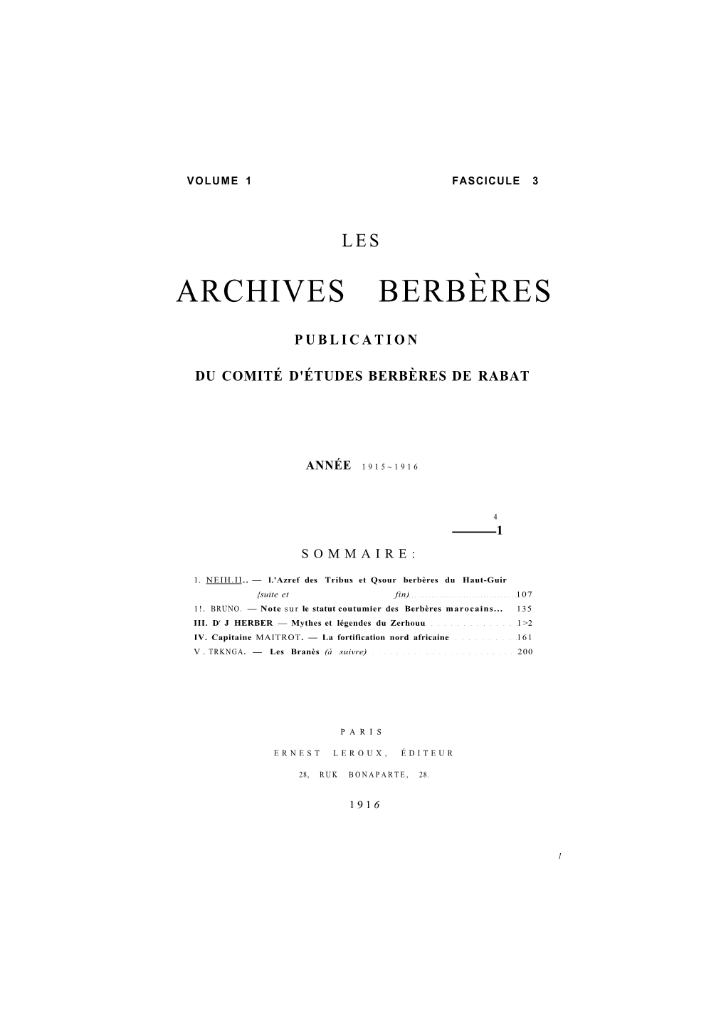 Archives Berbères
