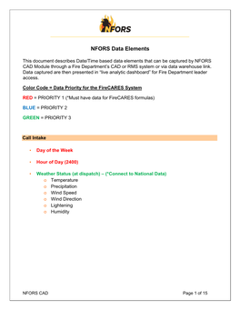 NFORS Analytics Data Elements
