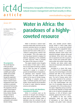 Water in Africa: the Paradoxes of a Highly- Coveted Resource