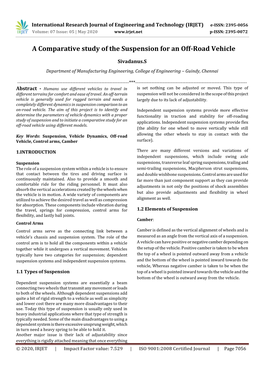 A Comparative Study of the Suspension for an Off-Road Vehicle