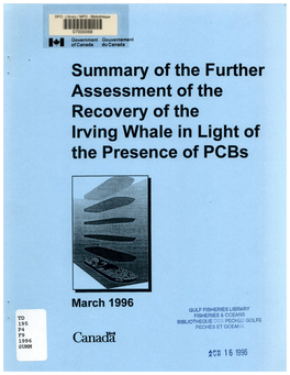 Irving Whale in Light of the Presence of Pcbs