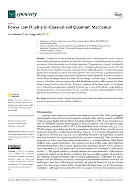 Power Law Duality in Classical and Quantum Mechanics