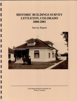 Historic Buildings Survey Littleton, Colorado 2000-2001