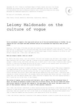 Leiomy Maldonado on the Culture of Vogue