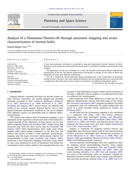 Analysis of a Thaumasia Planum Rift Through Automatic Mapping and Strain Characterization of Normal Faults