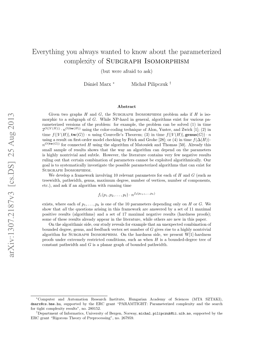 Arxiv:1307.2187V3 [Cs.DS] 25 Aug 2013