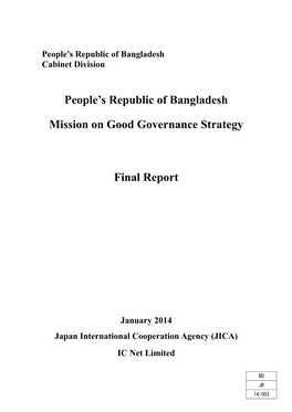 People's Republic of Bangladesh Mission on Good Governance Strategy Final Report
