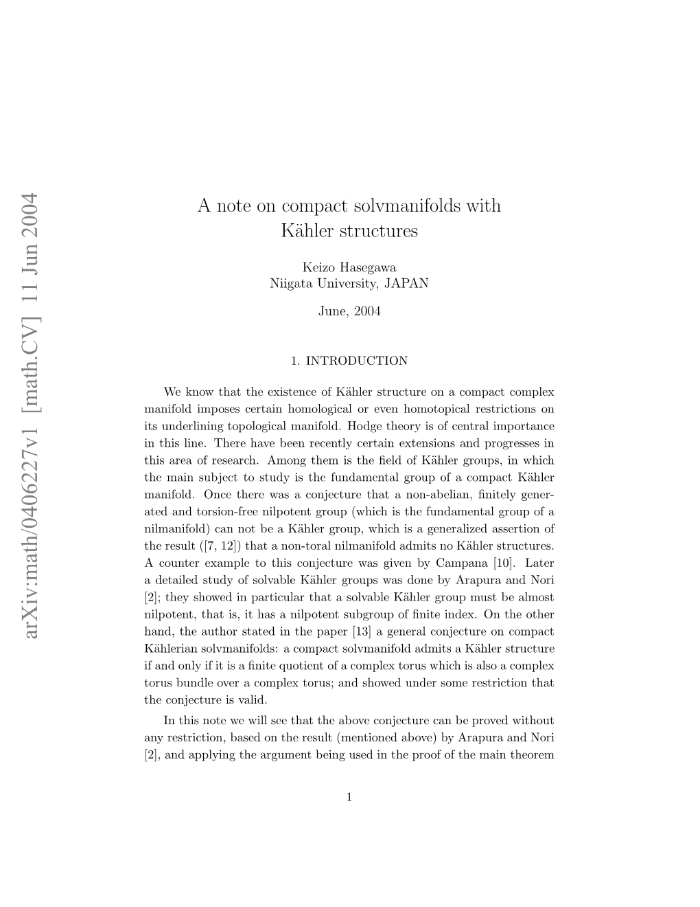 A Note on Compact Solvmanifolds with Kähler Structures