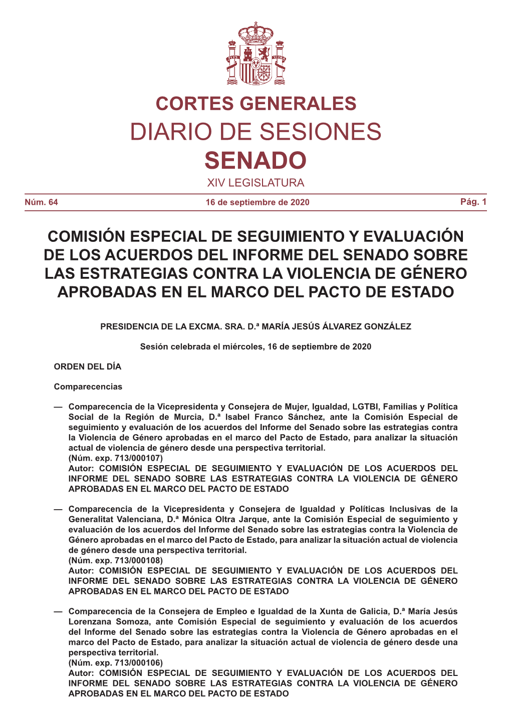 Diario De Sesiones De Comisión Especial De Seguimiento Y