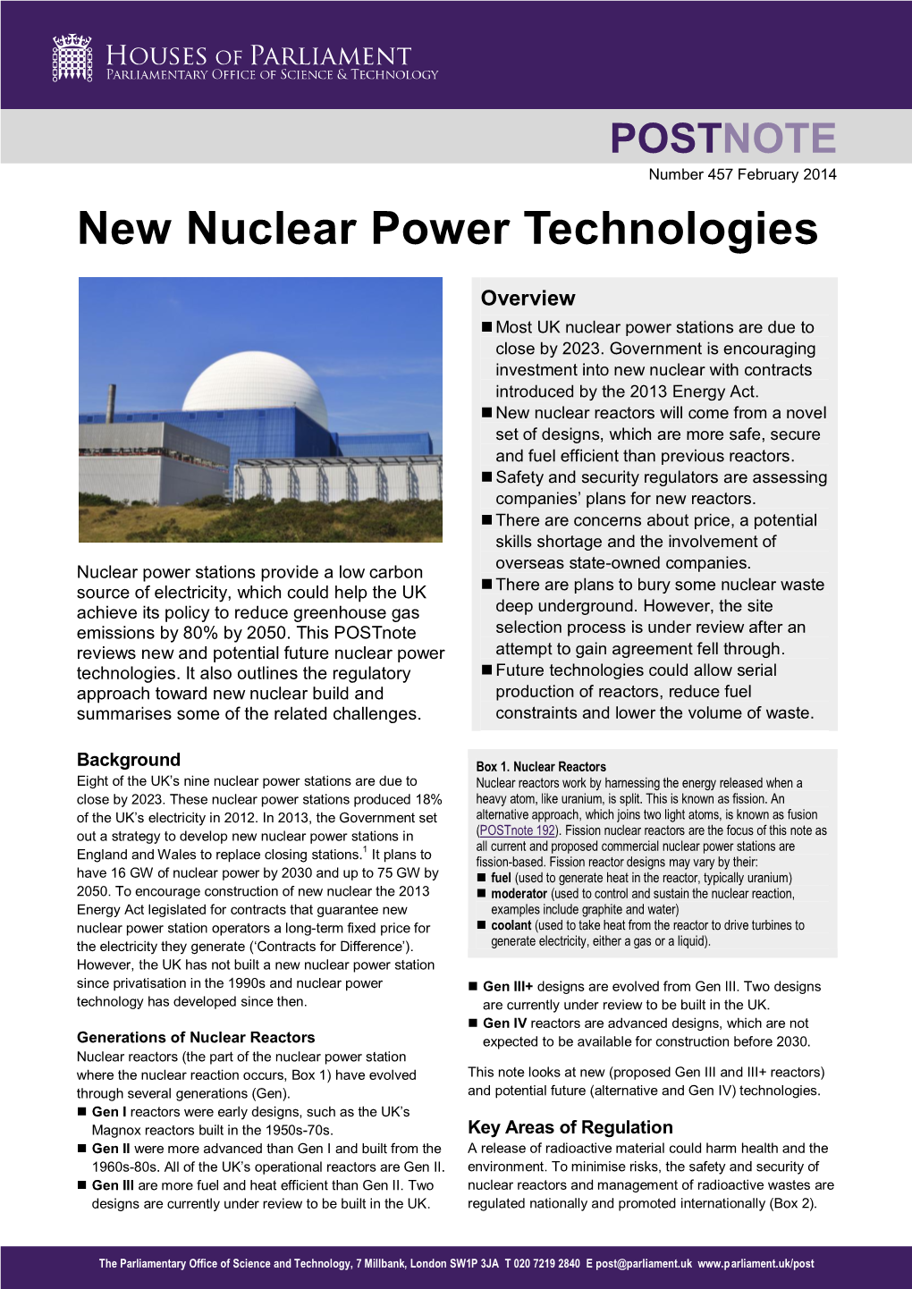 New Nuclear Power Technologies