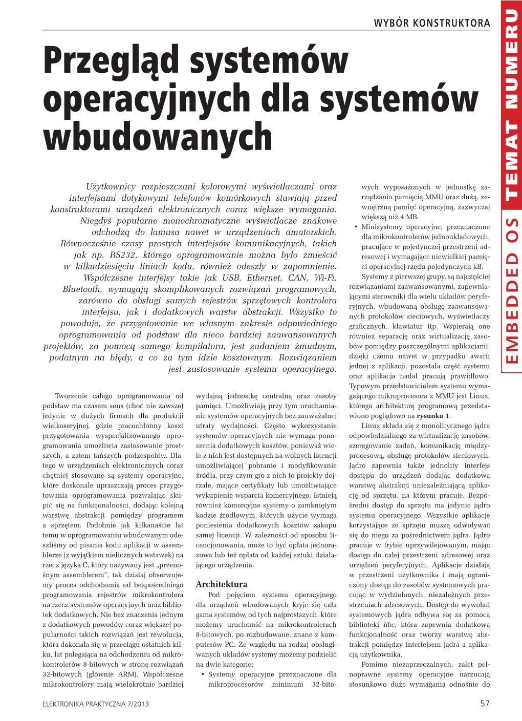 EMBEDDED OS Jest Zastosowanie Systemu Operacyjnego