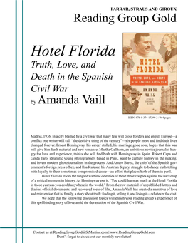Hotel Florida Truth, Love, and Death in the Spanish Civil War by Amanda Vaill
