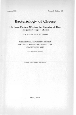 Bacteriology of Cheese