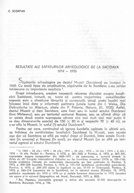 Rezultate Ale Sapaturilor Arheologice De La Sacidava 1974 - 1976
