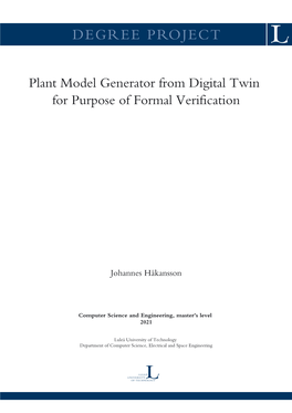 Plant Model Generator from Digital Twin for Purpose of Formal Verification