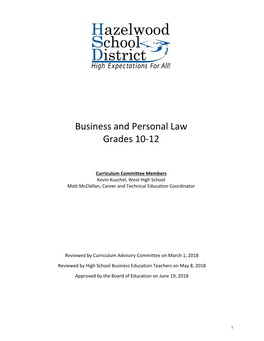 Business and Personal Law Grades 10-12
