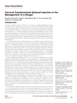 Cervical Transforaminal Epidural Injection in the Management of a Stinger
