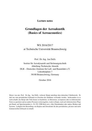 Basics of Aeroacoustics)