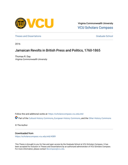 Jamaican Revolts in British Press and Politics, 1760-1865