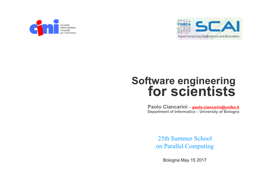 Software Engineering for Scientists