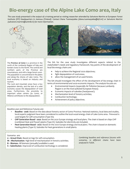 Bio-Energy Case of the Alpine Lake Como Area, Italy