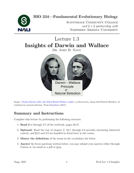 Lecture 1.3 Insights of Darwin and Wallace Dr