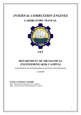 Internal Combustion Engines Laboratory Manual