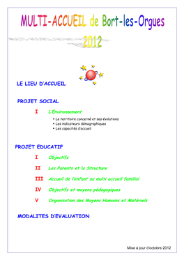 Le Lieu D'accueil Projet Social I Projet Educatif I Ii Iv V Modalites D'evaluation