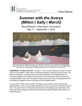 Summer with the Averys [Milton | Sally | March] Bruce Museum, Greenwich, Connecticut May 11 – September 1, 2019