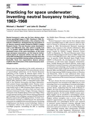 Practicing for Space Underwater: Inventing Neutral Buoyancy Training
