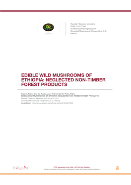 Edible Wild Mushrooms of Ethiopia: Neglected Non-Timber Forest Products