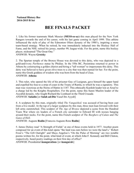 Bee Finals Packet