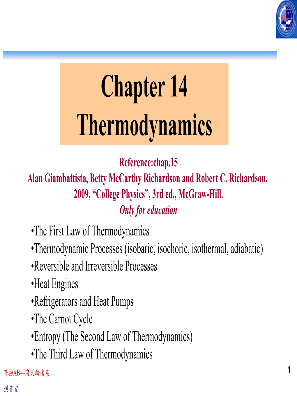 Chapter 15: Thermodynamics