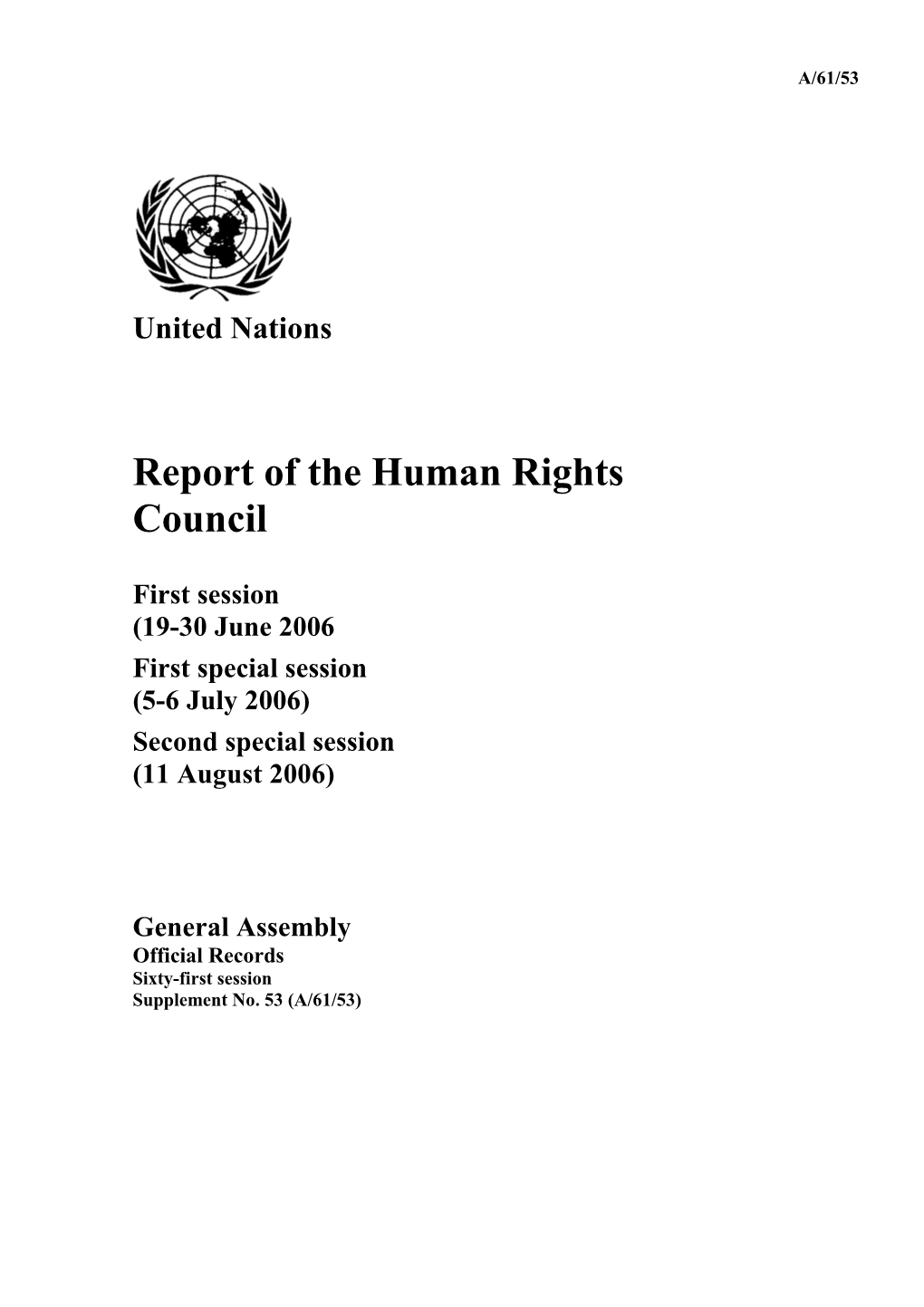 Report of the Human Rights Council