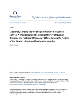 Missionary Schools and the Enlightenment of the Alaskan Natives