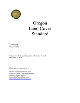 Oregon Land Cover Standard, V1.0
