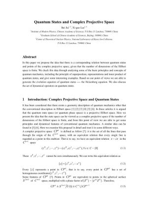 Quantum States and Complex Projective Space