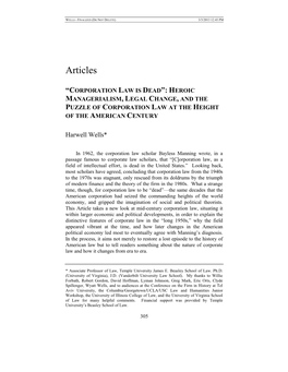 Heroic Managerialism, Legal Change, and the Puzzle of Corporation Law at the Height of the American Century